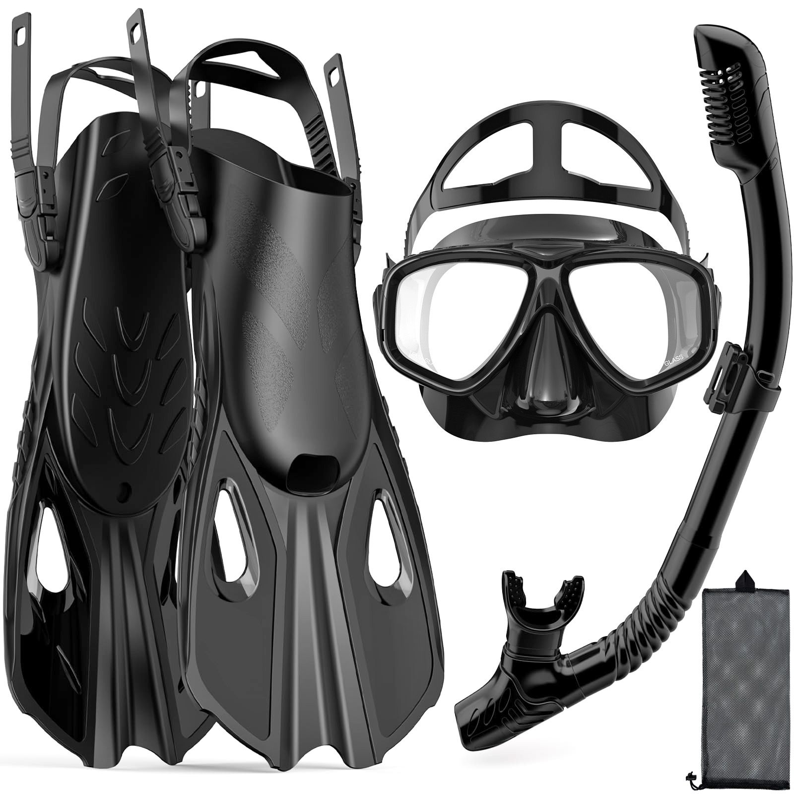 Freediving Mask Set - หน้ากากครีบดําน้ําชุด 4 ใน 1 Panoramic View