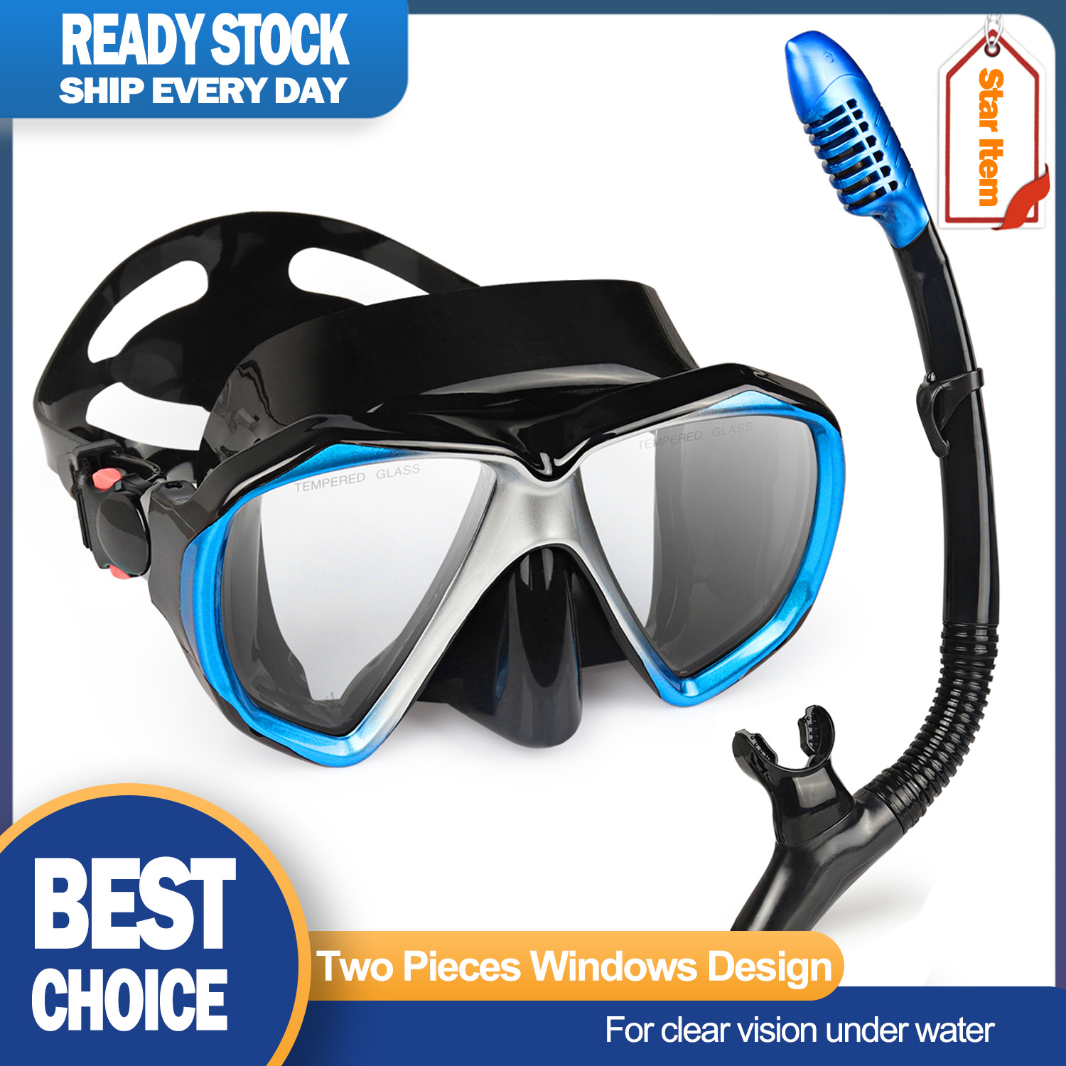 Freediving Mask Set - ชุดดำน้ำแบบแห้ง EXP Vision ป้องกันการเกิดฝ้า, พาโนรามา, ดำน้ำ,