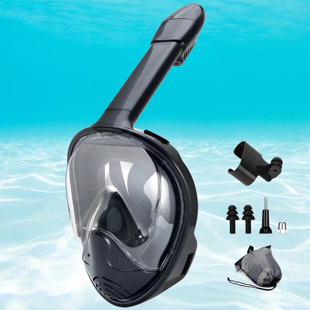Freediving Mask Set - ดําน้ําใต้น้ํา Full Face เด็กว่ายน้ําชุดหน้ากากดําน้ําหน้ากากป้องกันหมอกหายใจปลอดภัยสําหรับเด็กผู้ใหญ่