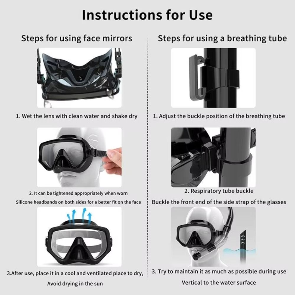 หน้ากากดำน้ำกันฝ้า ป้องกันการร - Freediving Mask Set บทวิจารณ์และราคา